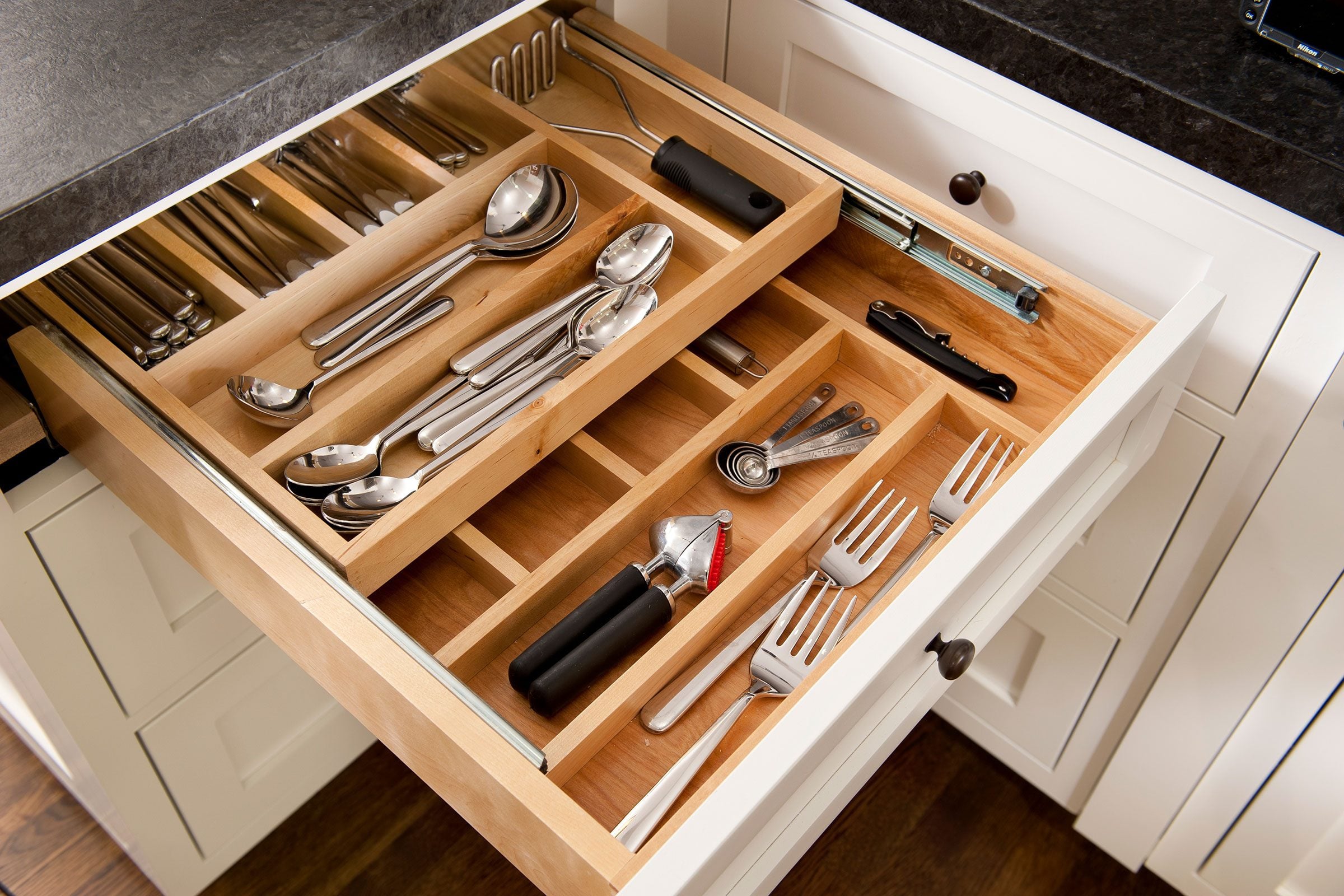 Grouped daily-use items in a simple organized drawer