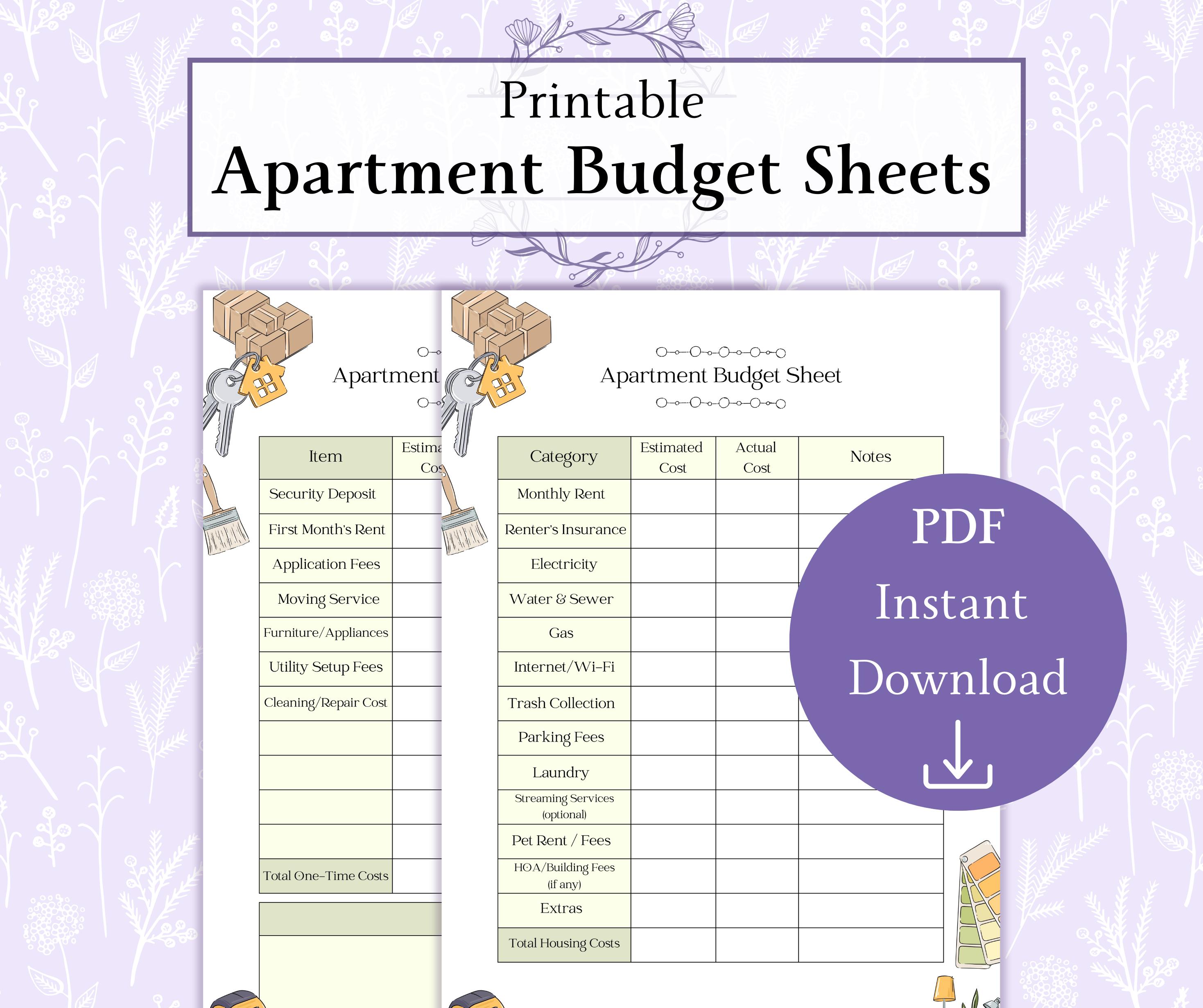 Rental budget calculation including rent utilities and recurring apartment fees