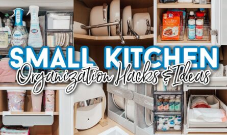 Small kitchen using cabinet and vertical storage space