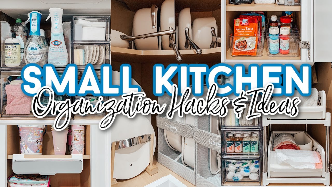 Small kitchen using cabinet and vertical storage space