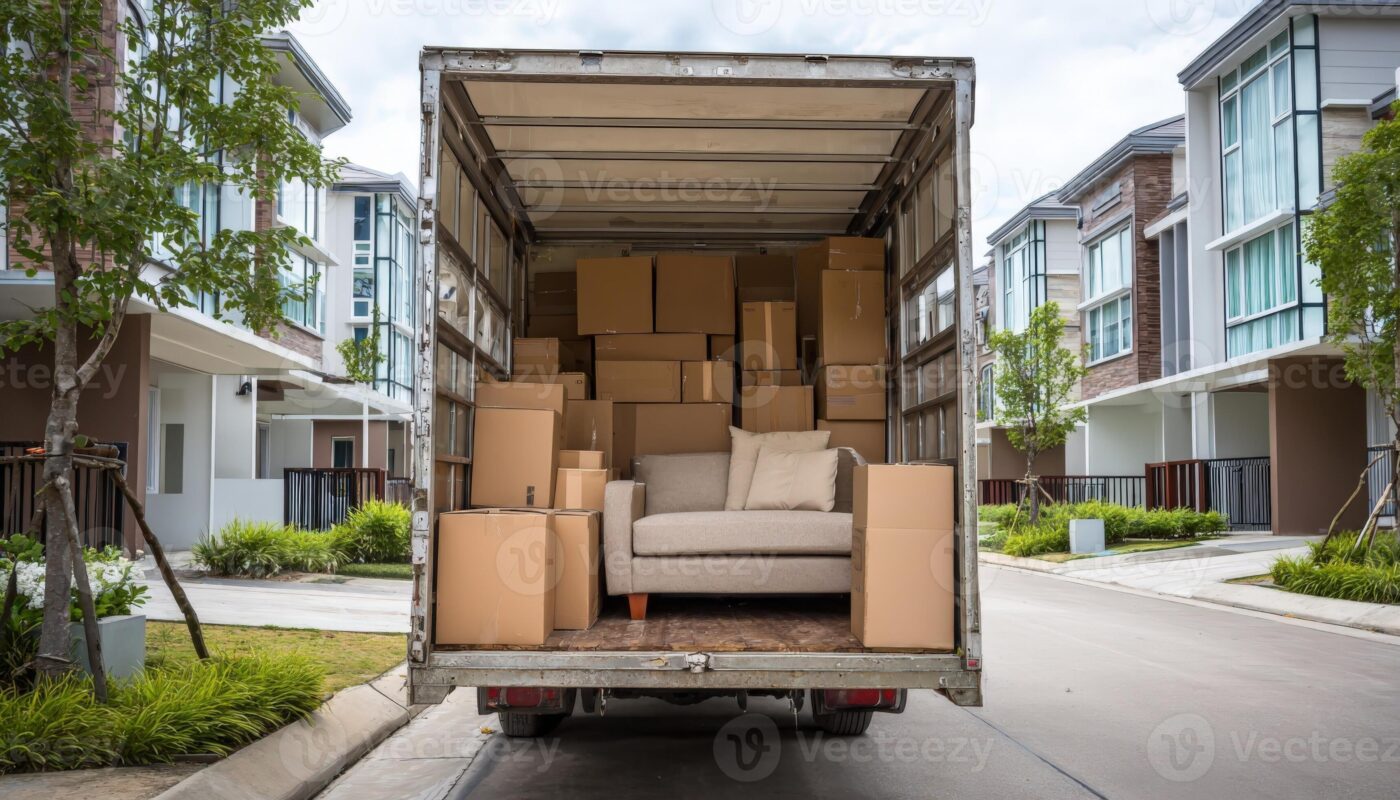 Moving boxes prepared for a move to a lower-cost area