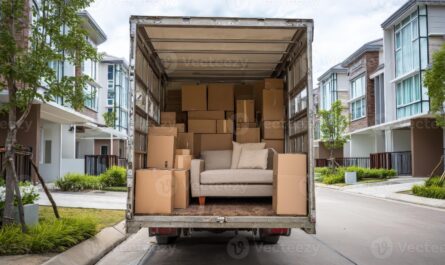 Moving boxes prepared for a move to a lower-cost area